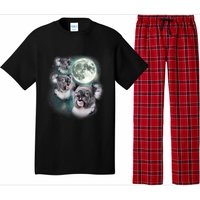 Three Koala Moon Cute Quirky Meme Howling Wildlife Koala Pajama Set