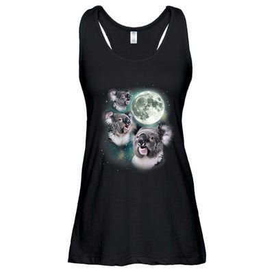 Three Koala Moon Cute Quirky Meme Howling Wildlife Koala Ladies Essential Flowy Tank