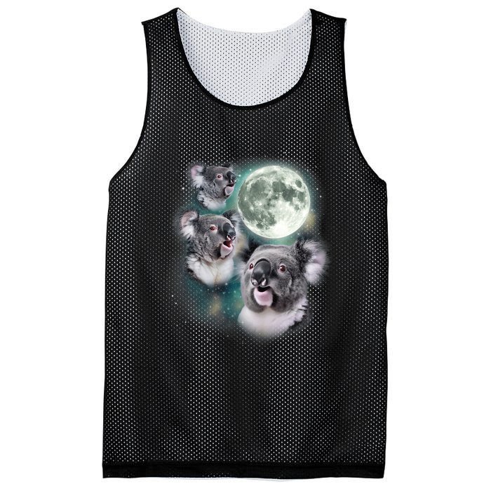 Three Koala Moon Cute Quirky Meme Howling Wildlife Koala Mesh Reversible Basketball Jersey Tank