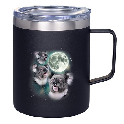 Three Koala Moon Cute Quirky Meme Howling Wildlife Koala 12oz Stainless Steel Coffee Mug