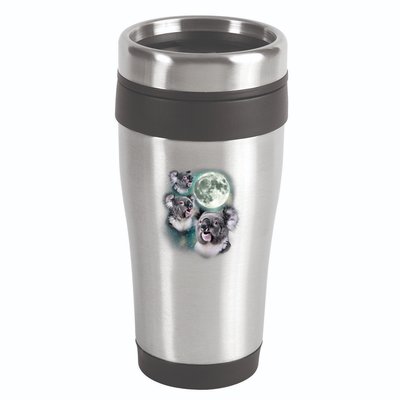 Three Koala Moon Cute Quirky Meme Howling Wildlife Koala 16oz Travel Tumbler