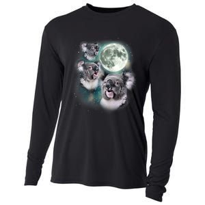 Three Koala Moon Cute Quirky Meme Howling Wildlife Koala Cooling Performance Long Sleeve Crew