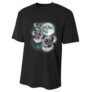 Three Koala Moon Cute Quirky Meme Howling Wildlife Koala Performance Sprint T-Shirt