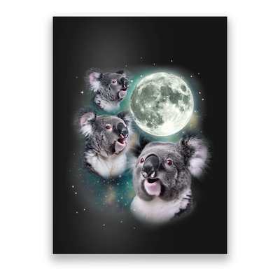 Three Koala Moon Cute Quirky Meme Howling Wildlife Koala Poster