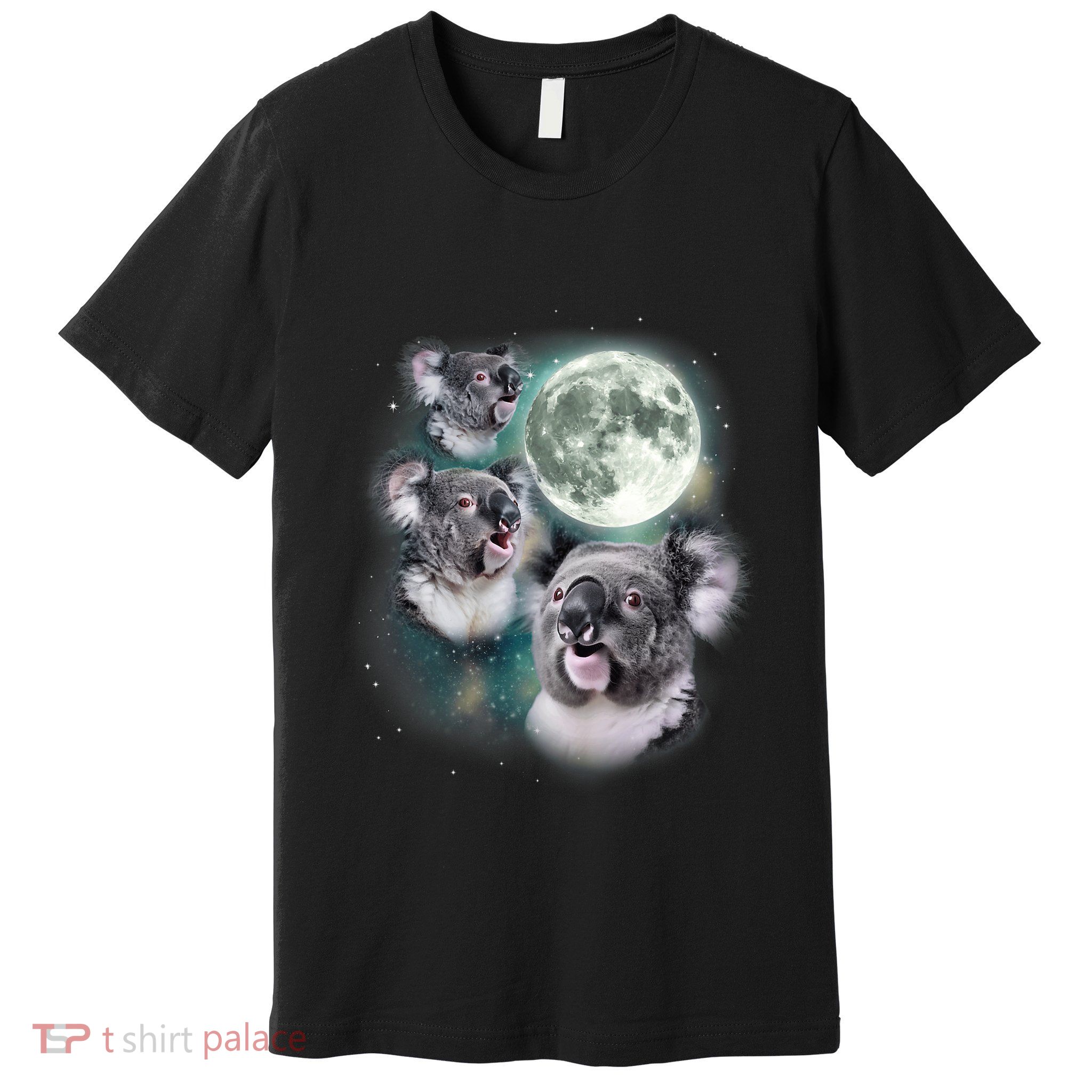 Three Koala Moon Cute Quirky Meme Howling Wildlife Koala Premium T-Shirt