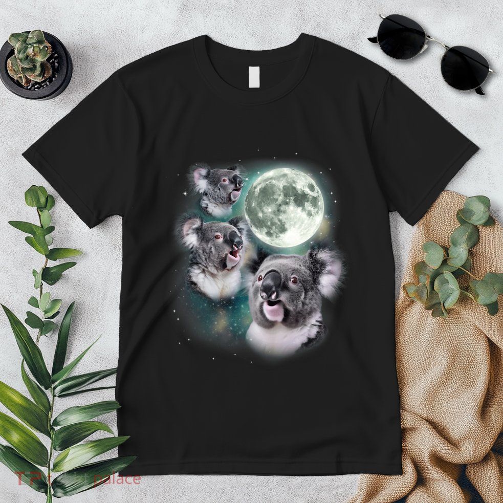 Three Koala Moon Cute Quirky Meme Howling Wildlife Koala Premium T-Shirt