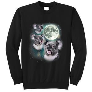 Three Koala Moon Cute Quirky Meme Howling Wildlife Koala Tall Sweatshirt