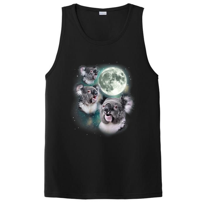 Three Koala Moon Cute Quirky Meme Howling Wildlife Koala PosiCharge Competitor Tank