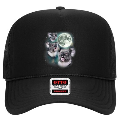 Three Koala Moon Cute Quirky Meme Howling Wildlife Koala Trucker Hat