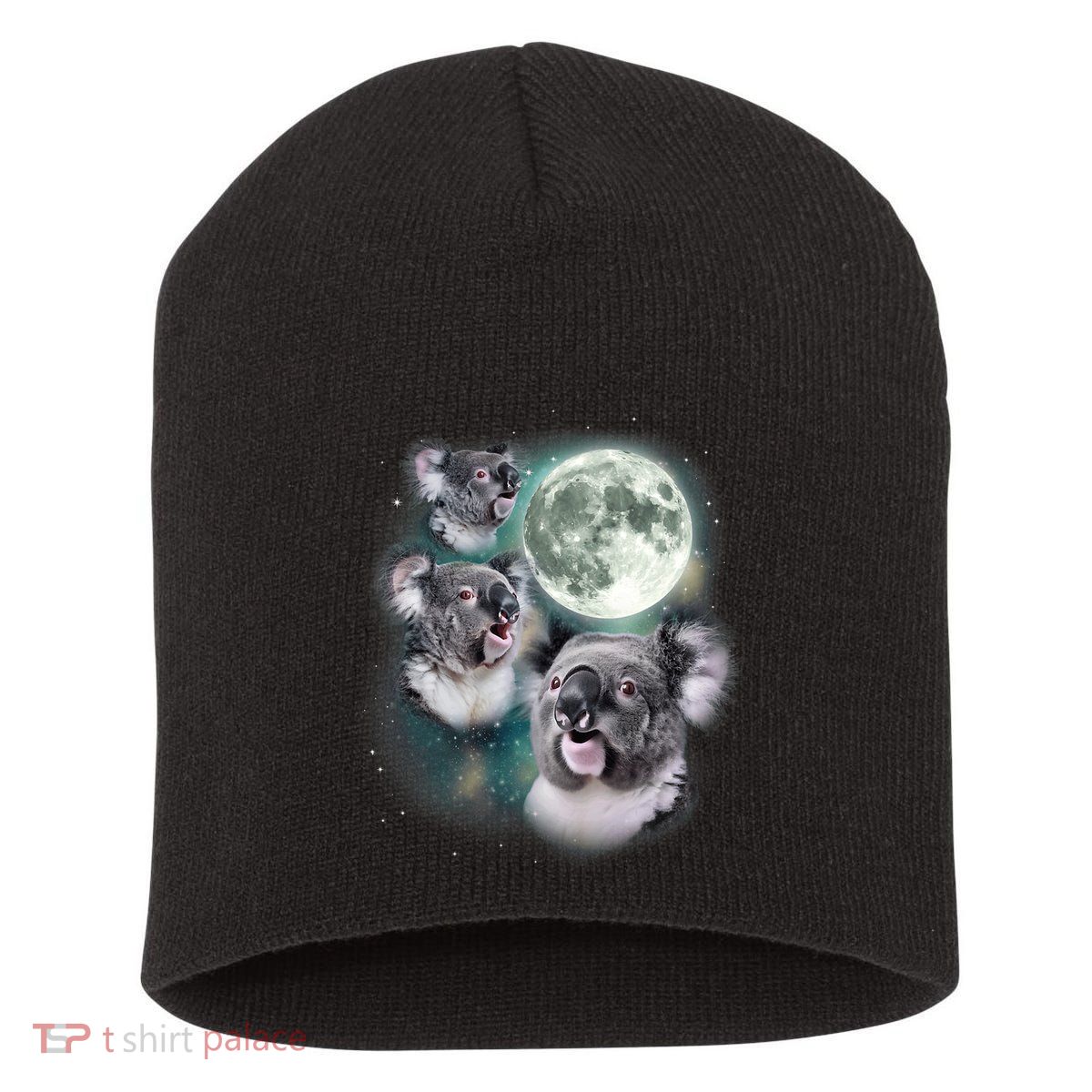 Three Koala Moon Cute Quirky Meme Howling Wildlife Koala Short Acrylic Beanie