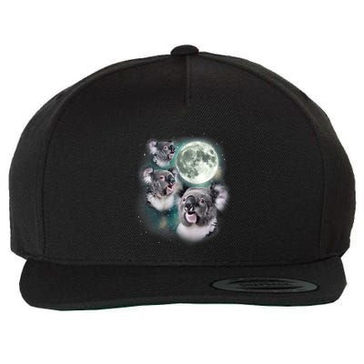 Three Koala Moon Cute Quirky Meme Howling Wildlife Koala Wool Snapback Cap