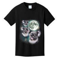 Three Koala Moon Cute Quirky Meme Howling Wildlife Koala Kids T-Shirt