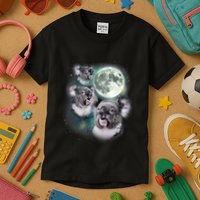 Three Koala Moon Cute Quirky Meme Howling Wildlife Koala Kids T-Shirt