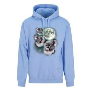 Three Koala Moon Cute Quirky Meme Howling Wildlife Koala Unisex Surf Hoodie