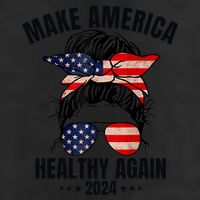Trump Kennedy Make America Healthy Again Messy Bun Us Flag 7 Panel Mesh Trucker Snapback Hat