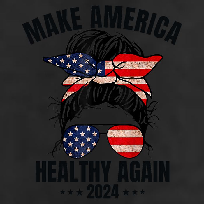 Trump Kennedy Make America Healthy Again Messy Bun Us Flag 7 Panel Mesh Trucker Snapback Hat
