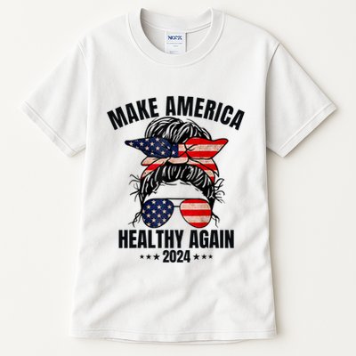 Trump Kennedy Make America Healthy Again Messy Bun Us Flag Tall T-Shirt