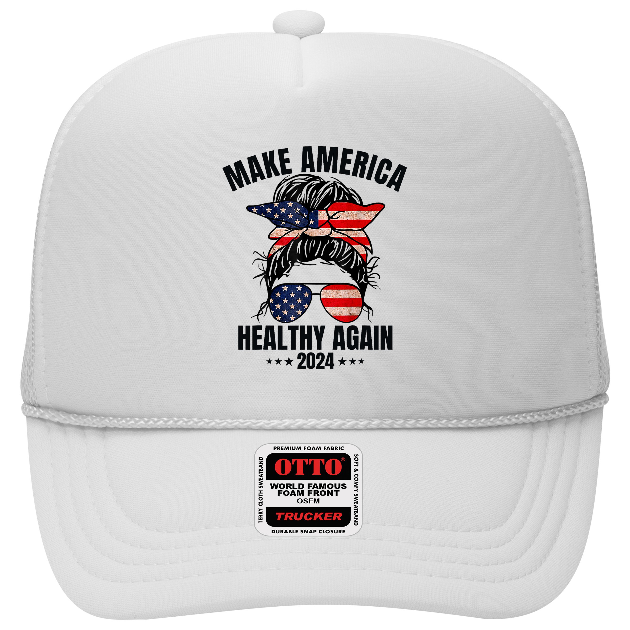Trump Kennedy Make America Healthy Again Messy Bun Us Flag Hat