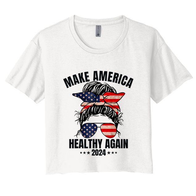 Trump Kennedy Make America Healthy Again Messy Bun Us Flag Crop Top