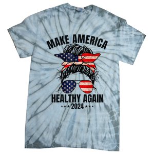 Trump Kennedy Make America Healthy Again Messy Bun Us Flag Tie-Dye T-Shirt