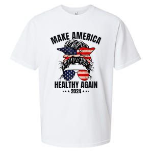 Trump Kennedy Make America Healthy Again Messy Bun Us Flag Sueded Cloud Jersey T-Shirt