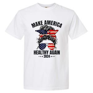 Trump Kennedy Make America Healthy Again Messy Bun Us Flag Garment-Dyed Heavyweight T-Shirt