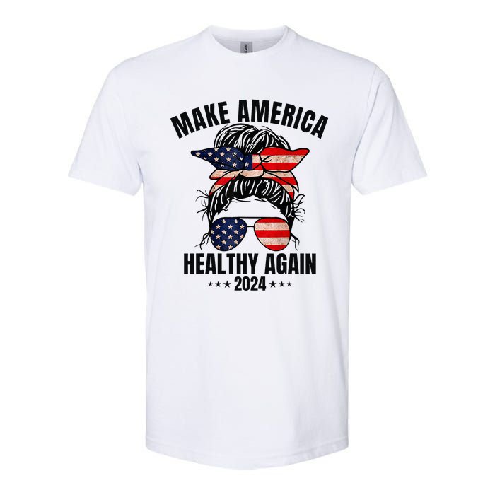 Trump Kennedy Make America Healthy Again Messy Bun Us Flag Softstyle CVC T-Shirt