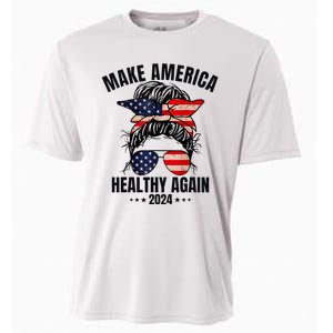 Trump Kennedy Make America Healthy Again Messy Bun Us Flag Cooling Performance Crew T-Shirt