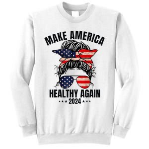 Trump Kennedy Make America Healthy Again Messy Bun Us Flag Sweatshirt