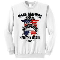 Trump Kennedy Make America Healthy Again Messy Bun Us Flag Sweatshirt