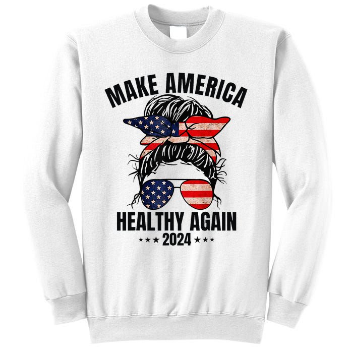 Trump Kennedy Make America Healthy Again Messy Bun Us Flag Sweatshirt