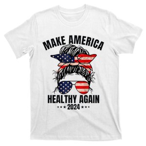 Trump Kennedy Make America Healthy Again Messy Bun Us Flag T-Shirt