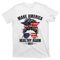 Trump Kennedy Make America Healthy Again Messy Bun Us Flag T-Shirt