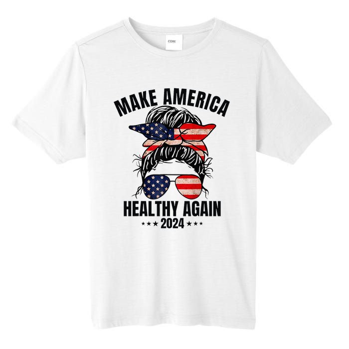 Trump Kennedy Make America Healthy Again Messy Bun Us Flag Tall Fusion ChromaSoft Performance T-Shirt