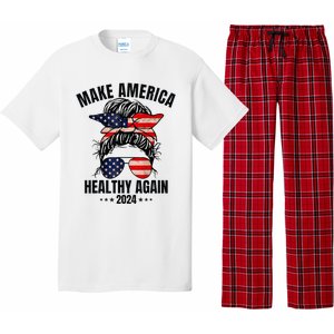 Trump Kennedy Make America Healthy Again Messy Bun Us Flag Pajama Set