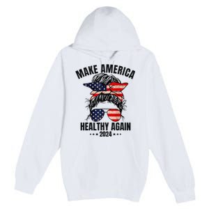 Trump Kennedy Make America Healthy Again Messy Bun Us Flag Premium Pullover Hoodie