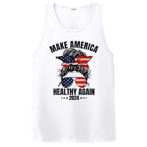 Trump Kennedy Make America Healthy Again Messy Bun Us Flag PosiCharge Competitor Tank