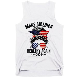 Trump Kennedy Make America Healthy Again Messy Bun Us Flag Tank Top