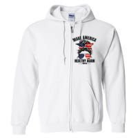 Trump Kennedy Make America Healthy Again Messy Bun Us Flag Full Zip Hoodie