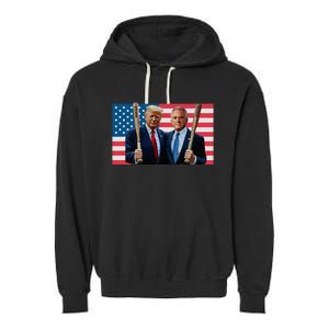 Trump Kennedy Maga Maha Baseball Bat Usa Flag Garment-Dyed Fleece Hoodie