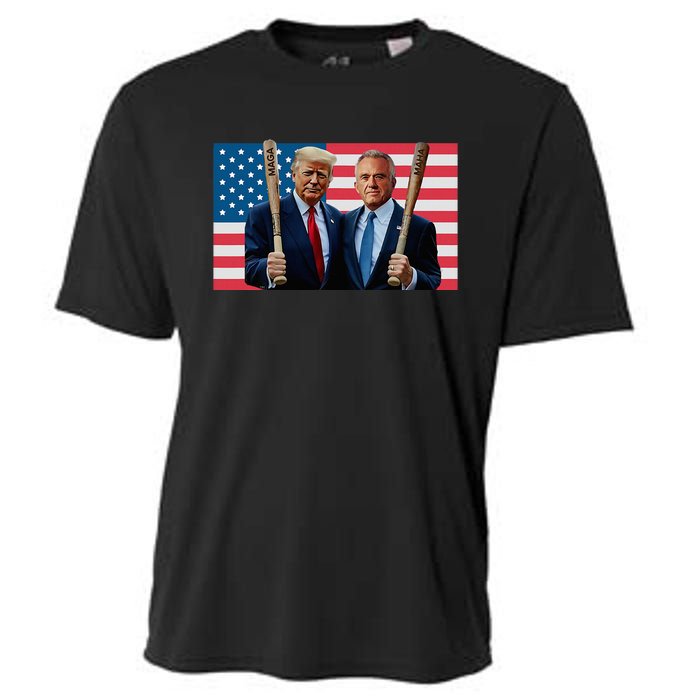 Trump Kennedy Maga Maha Baseball Bat Usa Flag Cooling Performance Crew T-Shirt