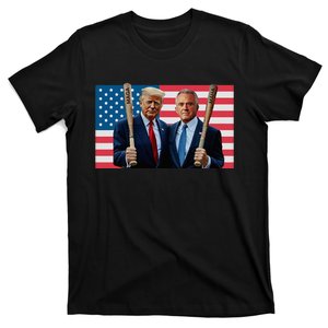 Trump Kennedy Maga Maha Baseball Bat Usa Flag T-Shirt