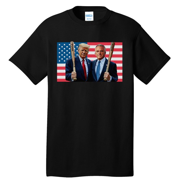 Trump Kennedy Maga Maha Baseball Bat Usa Flag Tall T-Shirt