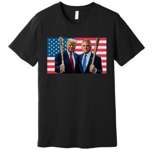 Trump Kennedy Maga Maha Baseball Bat Usa Flag Premium T-Shirt