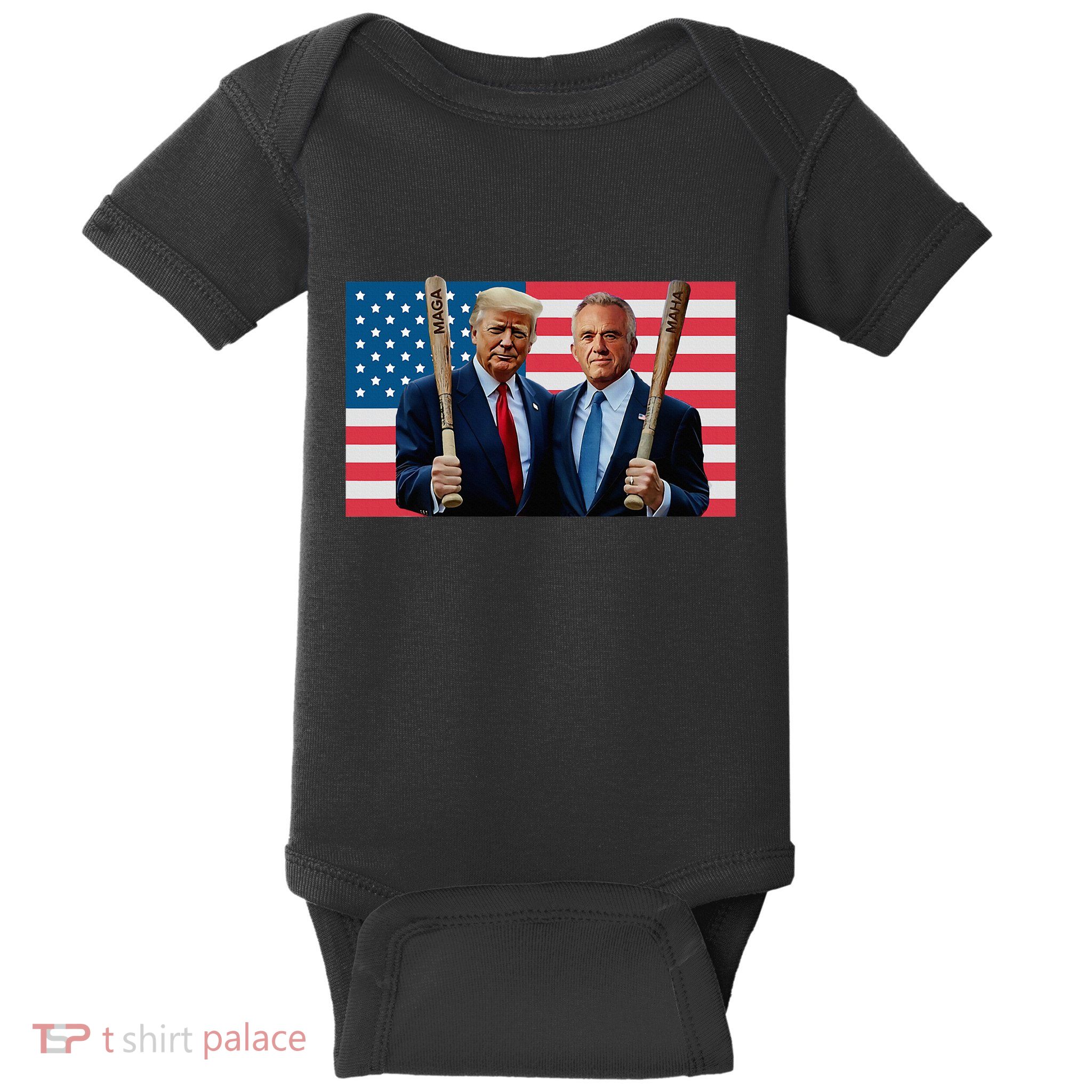 Trump Kennedy Maga Maha Baseball Bat Usa Flag Baby Bodysuit