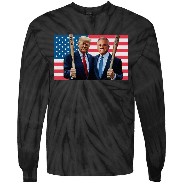 Trump Kennedy Maga Maha Baseball Bat Usa Flag Tie-Dye Long Sleeve Shirt