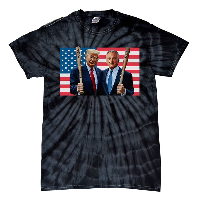 Trump Kennedy Maga Maha Baseball Bat Usa Flag Tie-Dye T-Shirt