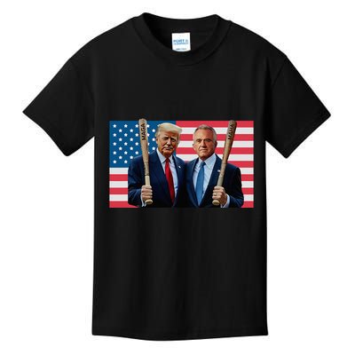 Trump Kennedy Maga Maha Baseball Bat Usa Flag Kids T-Shirt