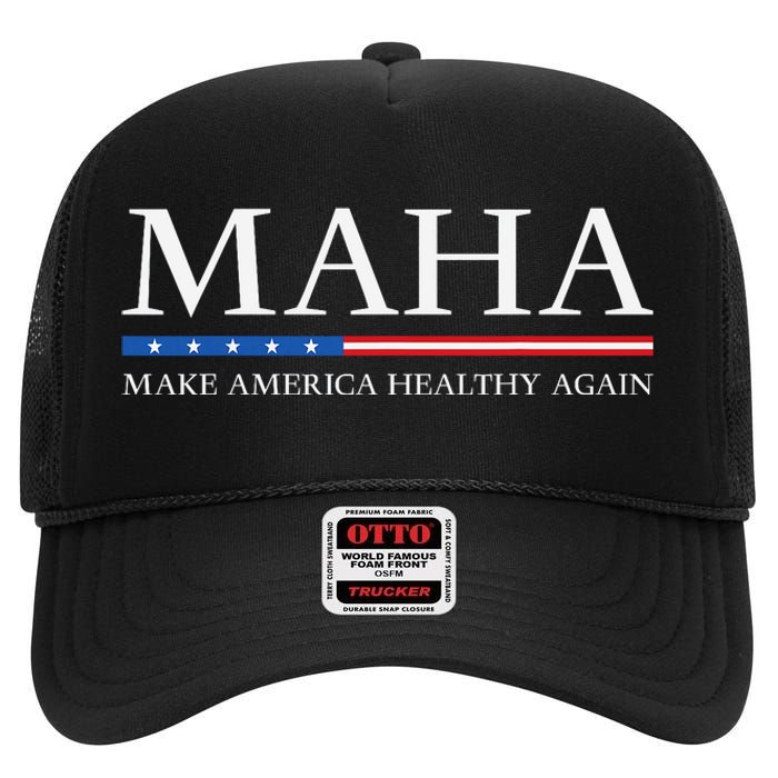 Trump Kennedy Maha Make America Healthy Again 2024 High Crown Mesh Back Trucker Hat