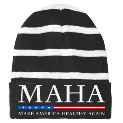 Trump Kennedy Maha Make America Healthy Again 2024 Striped Beanie with Solid Band